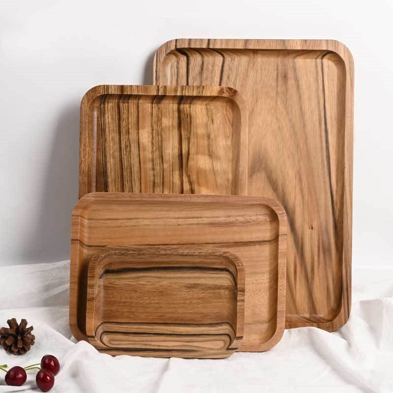 Brood houten bord japanse rechthoekige houten pan bord fruitschaal schotel theeblad dessert diner