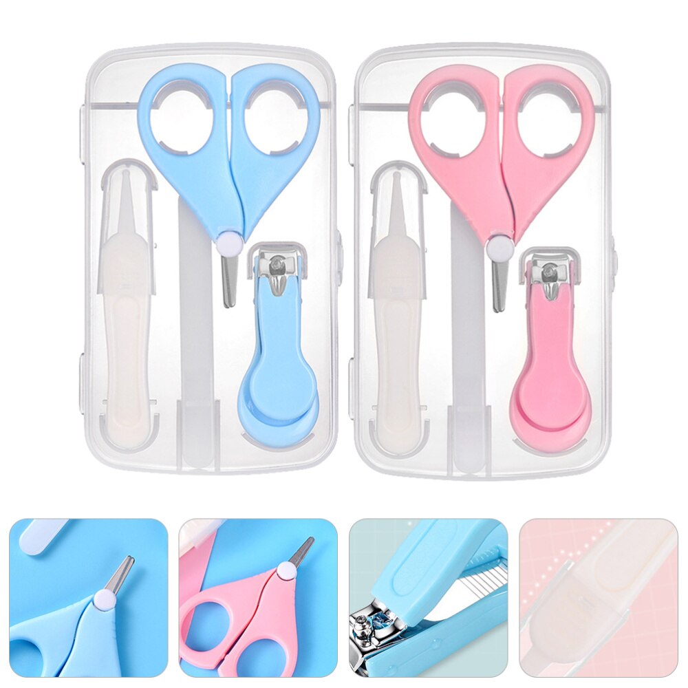 2 Sets Useful Durable Practical Baby Fingernail Scissors Nail Grooming Kit for Infant Baby Kid: Default Title