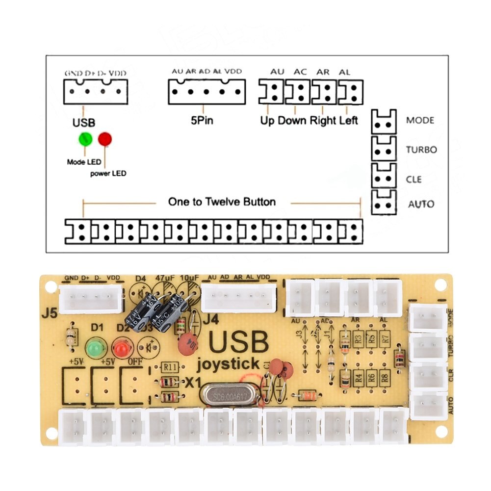 Zero delay usb encoder arcade diy kit pc til joystick til mame og stick kontrol