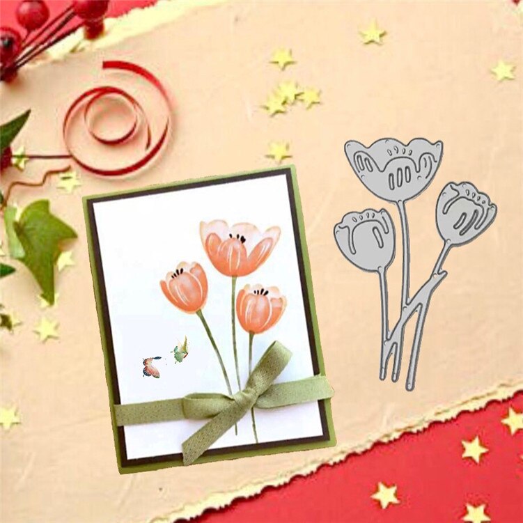 Matrices de découpe en métal fleurs de tulipe pour Scrapbooking, artisanat artisanal fait à la main, faire une feuille de carte Album Photo décorative