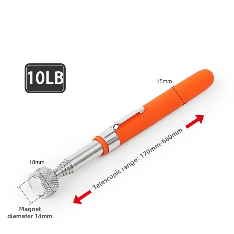 Bolígrafo magnético telescópico, herramienta práctica portátil para metalurgia, capacidad magnética para recoger tuercas, perno, varilla de recogida ajustable: Rojo / 19pcs