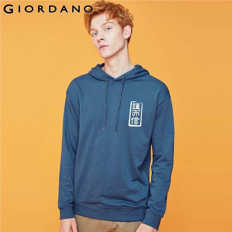 Giordano Mannen Sweatshirts Serie Gedrukt Lange Mouw Capuchon Met Trekkoord Katoen Medium Dikte Sudadera Hombre 91099643