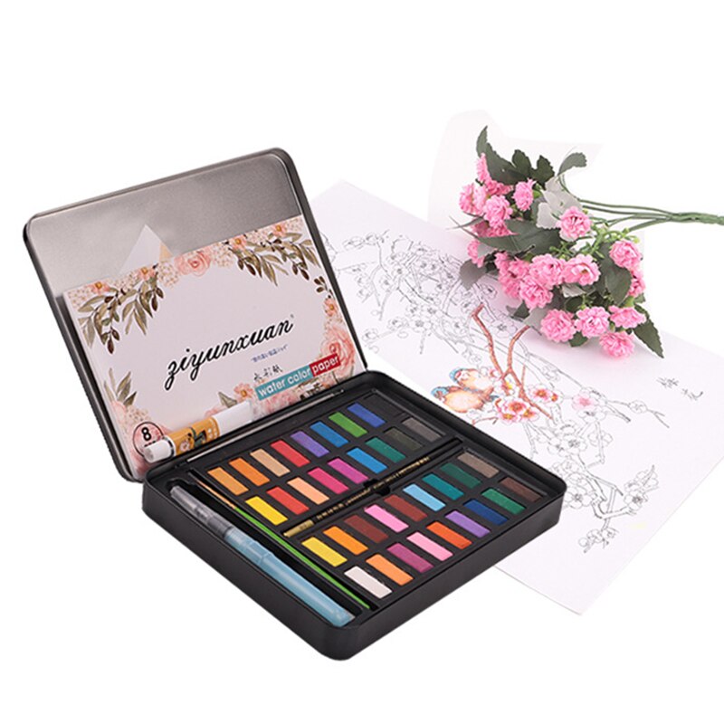 36 Kleuren Solid Aquarel Verf Set Draagbare Metalen Doos Aquarel Pigment Voor Beginners Tekening Aquarel Set Levert