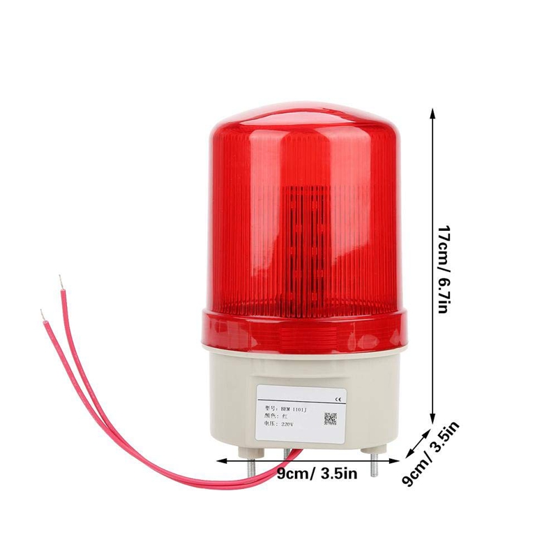 MOOL Industrial Flashing Sound Alarm Light,BEM-1101J 220V Red LED Warning Lights Acousto-Optic Alarm System Rotating Light Emerg