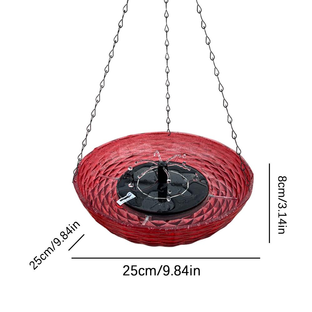 Solar Bird Bath Hangable Bird Bath Tray Solar Hummingbird Fountain Bath Bubbler Balcony Bird Bath Bowl For Terrace Courtyard: Red