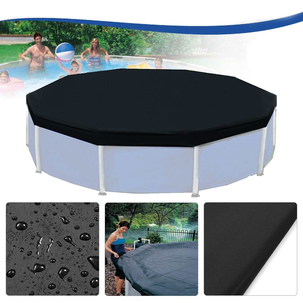 3.6m 12 Feet Protective Black Pool Cover for Above Ground Frame Inflatable Swimming Pools Foor Cloth ground Fabric