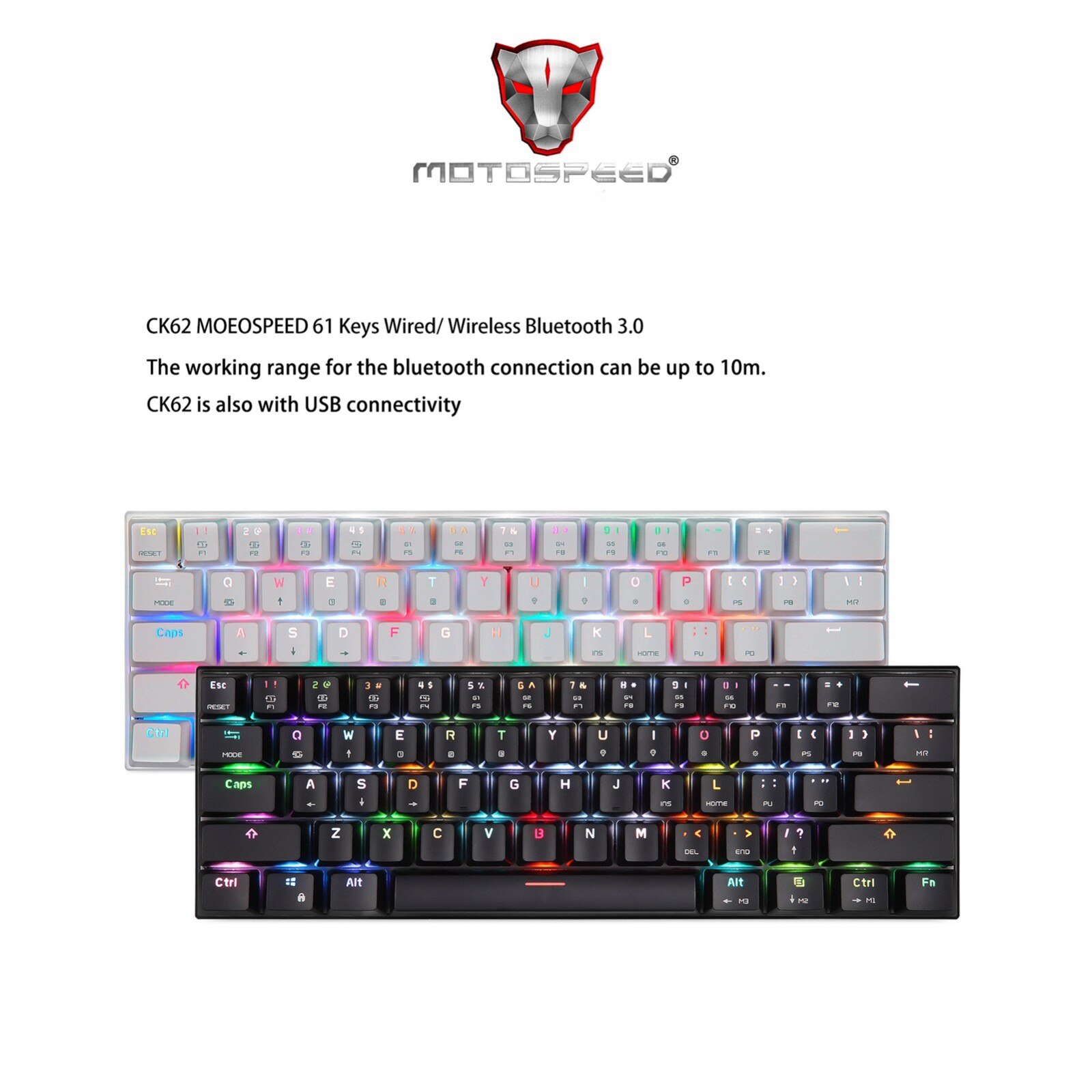 CK62 Bluetooth bezprzewodowy podwójny Mode61 klawisze podświetlenie LED RGB klawiatura mechaniczna klawiatury do gier na Tablet pulpit mechaniczny