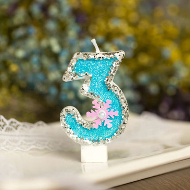 Blue Snowflake Number Happy Birthday Cake Toppers Cakes Decoration Tools Birthday Party Digital Cakes Dessert Cupcake Decor: 3