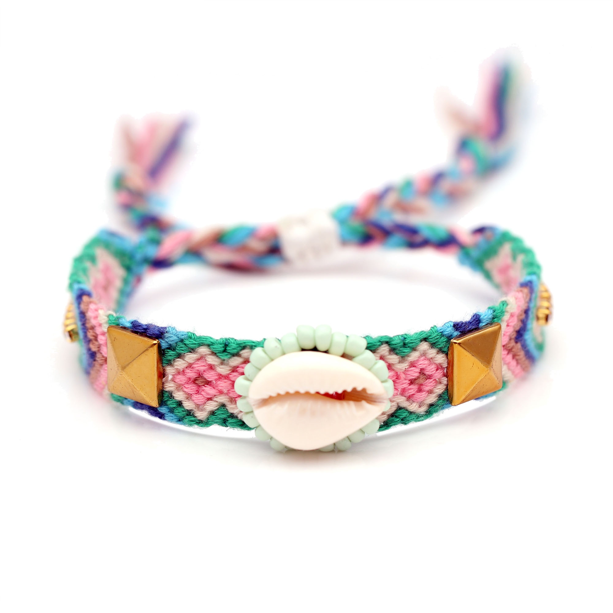 Boho Natur Weiß Kauri Muschel Licht Blau Glasperlen Gewebt Freundschaft Armbinde Frauen Männer Klaue Hammer Grün Rosa Schmuck