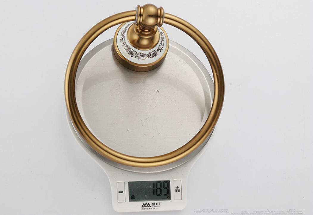 Toallero de aluminio cepillado con Base de porcelana azul y blanco de lujo, soporte para toalla, productos de baño