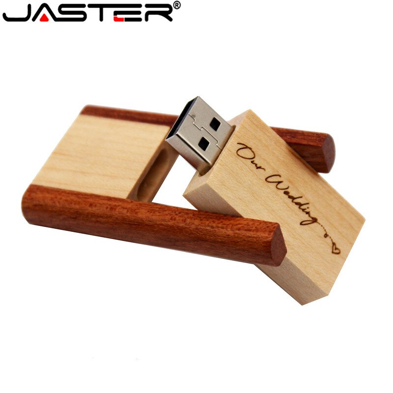 JASTER Rotating wooden usb flash drive pendrive 2GB 4GB 8GB 16gb 32gb memory stick usb, over 1 pcs free LOG