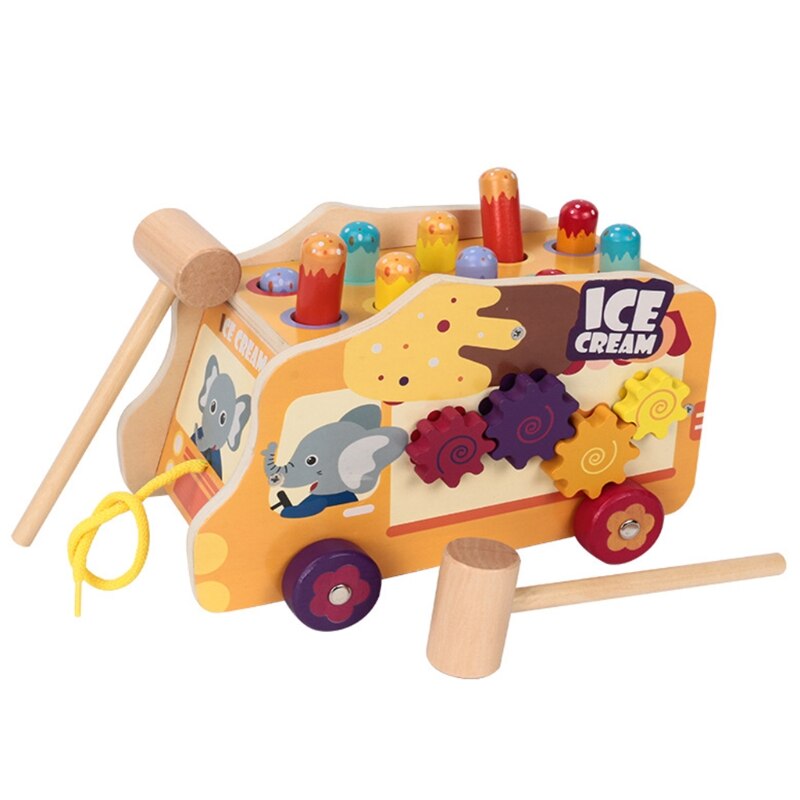 Holz Hammer Eis Warenkorb freundlicher Spaß Spielen Hamster Whac-a-Maulwurf wurzel Spiel Spielzeug