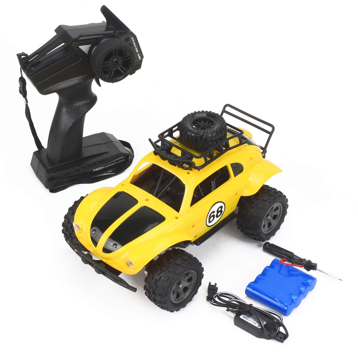 RC Car 1/18 4WD 4x4 Driving Car Double Motors Drive Bigfoot Car Remote Control Car Model Off-Road Vehicle Toy christmas: Yellow
