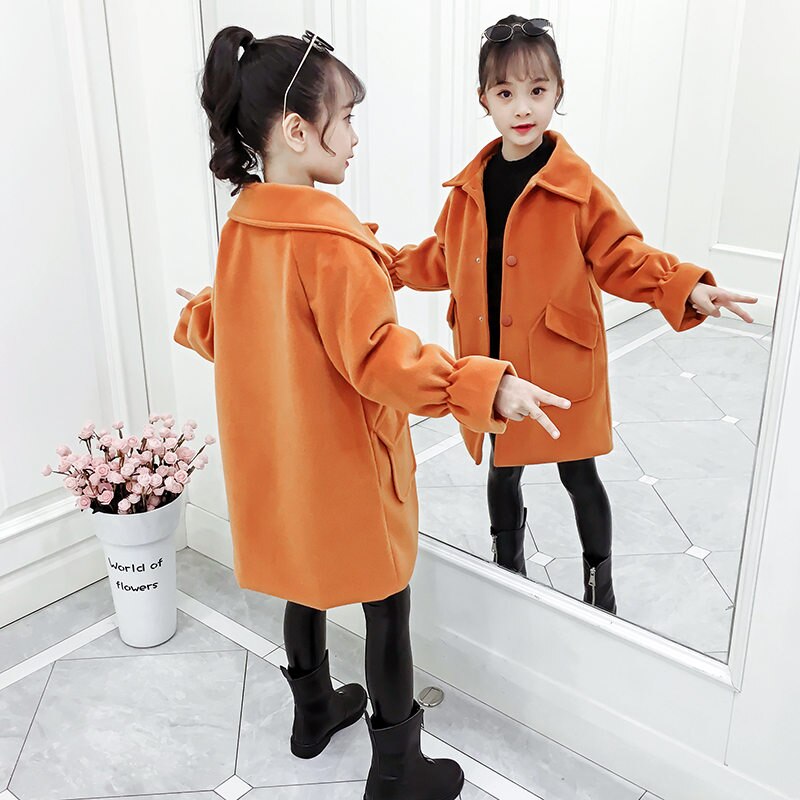 Jacke Für Mädchen Reine Farbe Mädchen Lange Jacke Warme Jacke Für Kinder Winter Teens Kleidung Für Mädchen 4 5 7 9 11 13 jahre Oberbekleidung