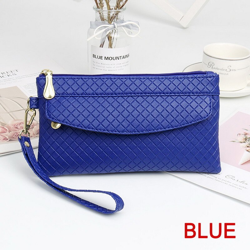 2021 New Fashion Pu portafoglio in pelle da donna pochette borsa da donna migliore portafoglio per telefono tasca per telefono femminile: Blue