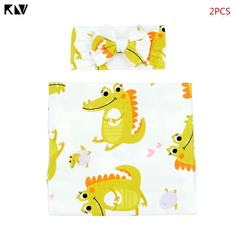 Ensemble de couverture et bandeau pour nouveau-né, lange en coton avec animaux de dessin animé,  r2jf pièces: 8