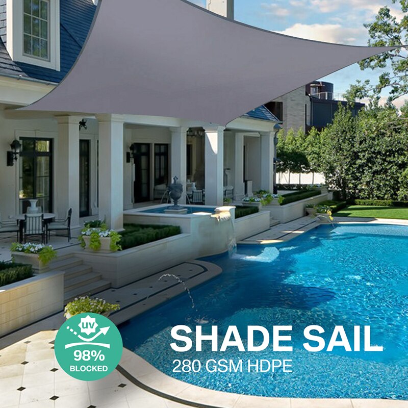 280GSM Waterproof Polyester Shade Sail Rectangle Triangle Awning Outdoor Waterproof Tents Garden Terrace Swimming Shade: Grey 4x3m