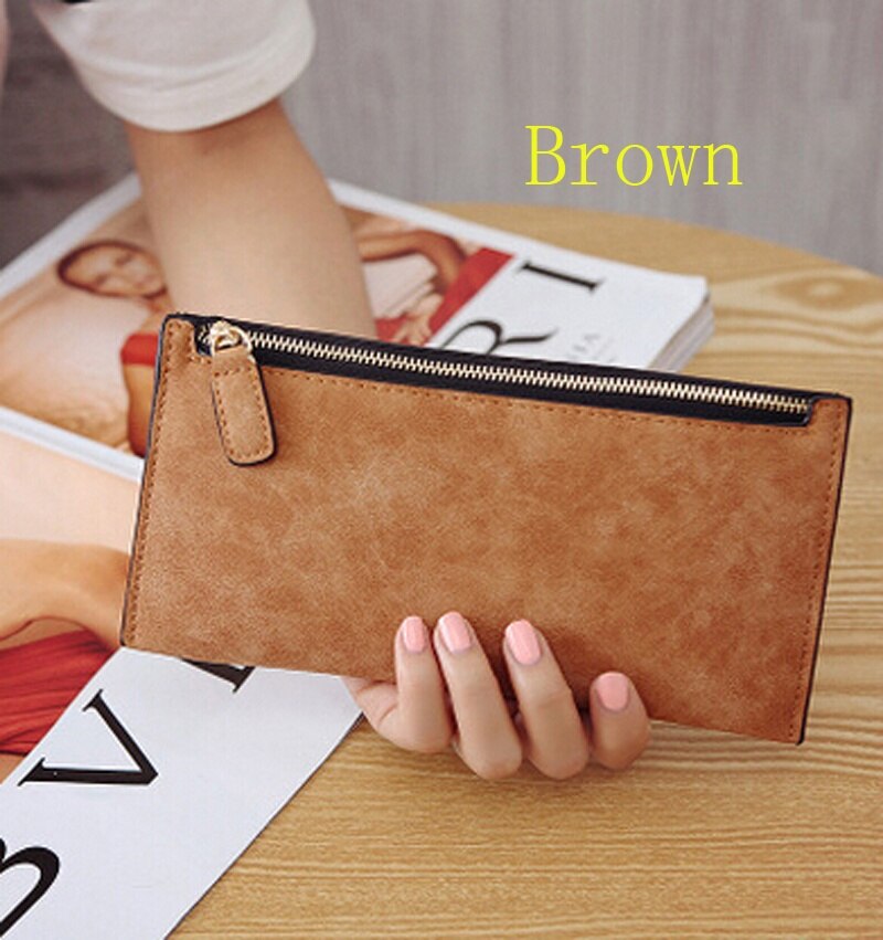 Women Purse Wallet Vintage Card Phone Storage Bag Long PU Leather Wallets Zipper Handbag NIN668