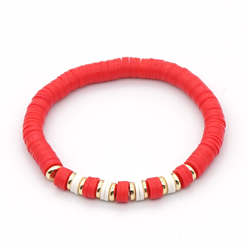 Go2Boho Bracelets Women Bracelet Polymer Clay Disc Heishi Beads Summer Beach Gold Color Beaded Jewelry: QT-B200166A