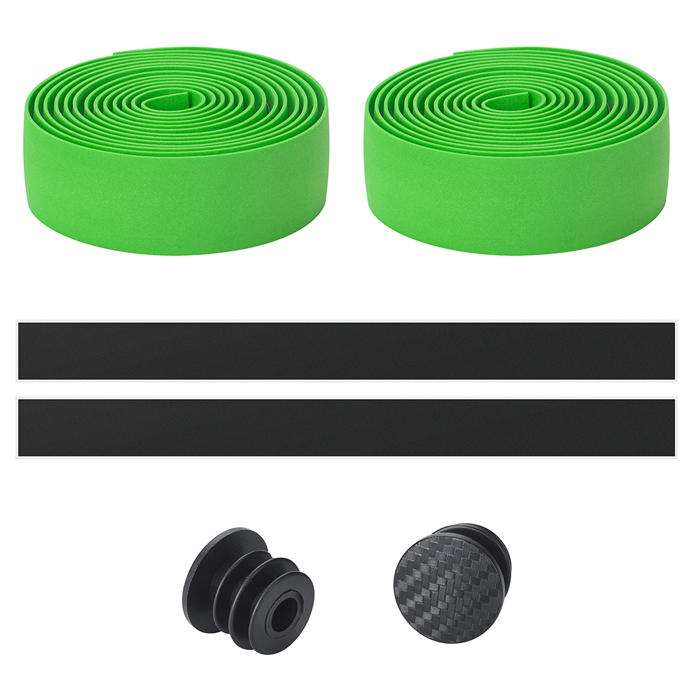LINGMAI Fietsstuurlint Camouflage Antislip Demping Fietsen Racefiets Handvat Riem Wraps Met Bar End Pluggen: green