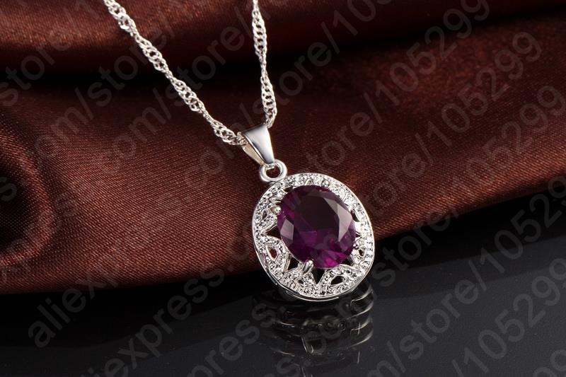 Crystal Pendant Necklace Earrings Ring Cubic Zircon Trendy Party 925 Sterling Silver Jewelry Sets Women