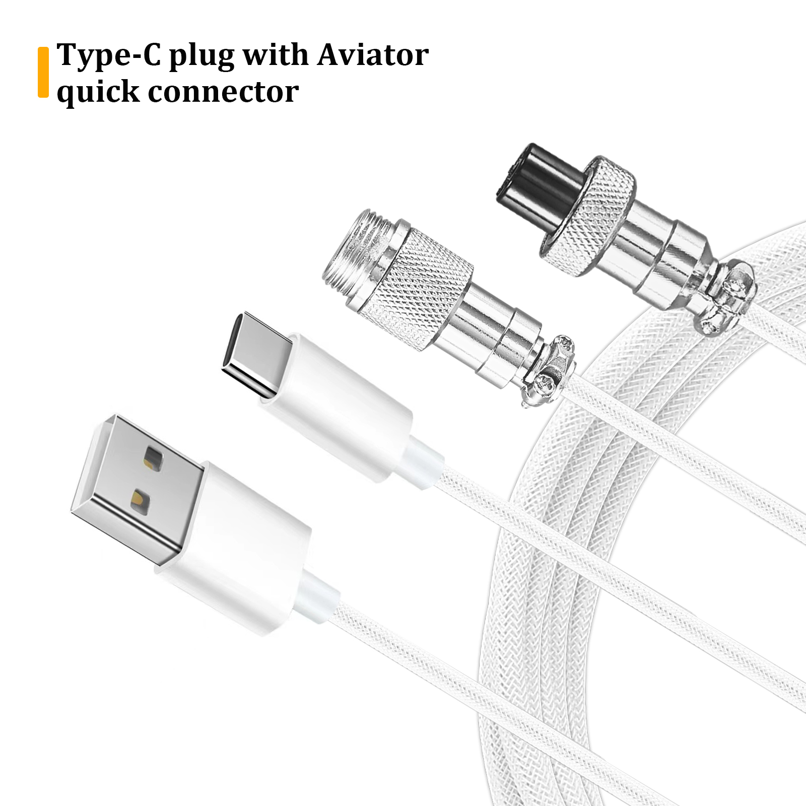 NNBILI Cable enrollado para teclado mecánico, Cable tipo C, puerto USB, aviador, Cable bobinado, accesorios para teclado de Juegos de ordenador de escritorio