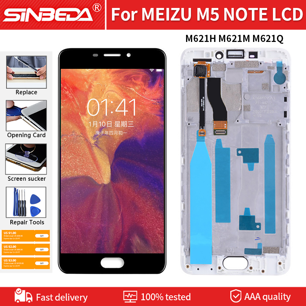 5.5 "Original pour Meizu M5 NOTE M621H M621M M621Q LCD écran tactile numériseur avec cadre pour MEIZU M5 Note écran LCD