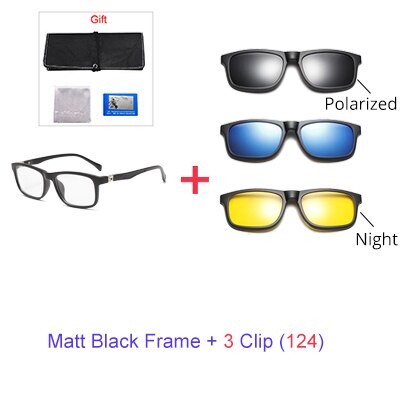 Ralferty student 5 in 1 magnetisk solbrille børn børn klip på briller  tr90 optiske recept briller stel 3d brille  tr8006: 1 ramme 3 klip 124