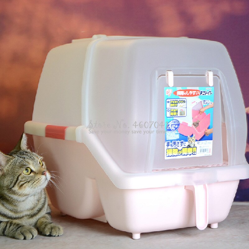 Caja grande de arena de doble capa para gatos, inodoro completamente cerrado con rejilla, nido para gatos, antisalpicaduras, suministros Extra para mascota grande