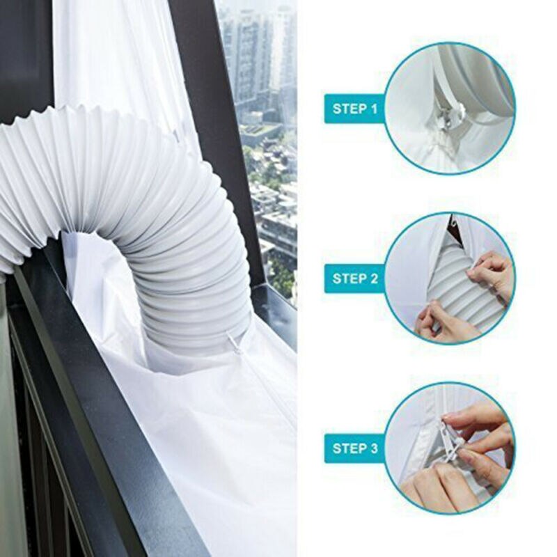 Sello de bloqueo de aire acondicionado portátil, deflector de sellado de tela suave para puerta y ventana, impermeable, para el hogar y la Oficina