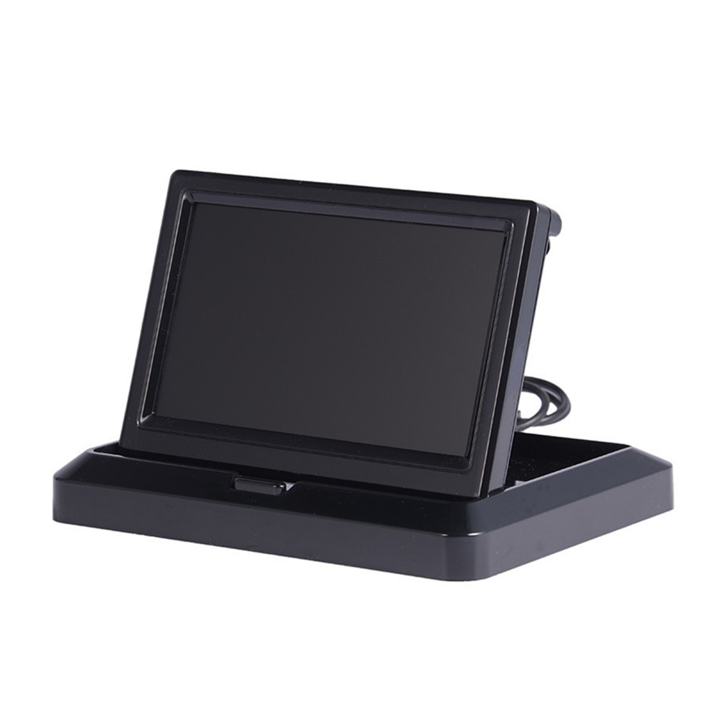 Monitor plegable de estacionamiento inverso para coche, pantalla TFT LCD HD 800x480 de 5 &quot;, con 2 entradas de vídeo, cámara de visión trasera (opcional)