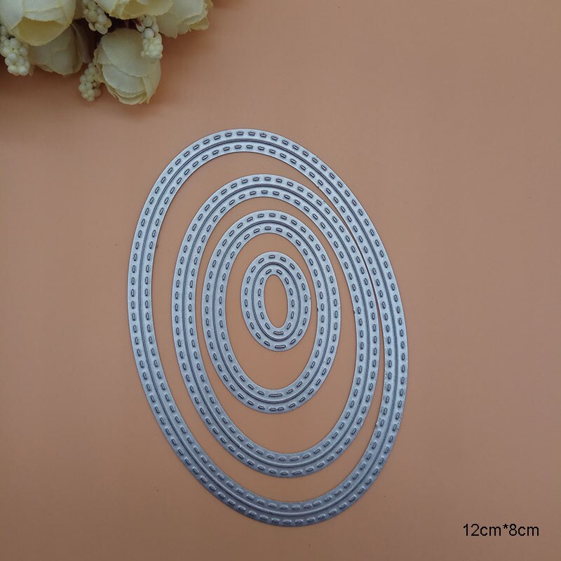 Pesimämuotti kampasimpukka ommeltu suorakulmio soikea tähti neliömerkki etiketti ympyräkehys metallinleikkausmuotit joulukorttiin: Kaksoistikkaus soikea