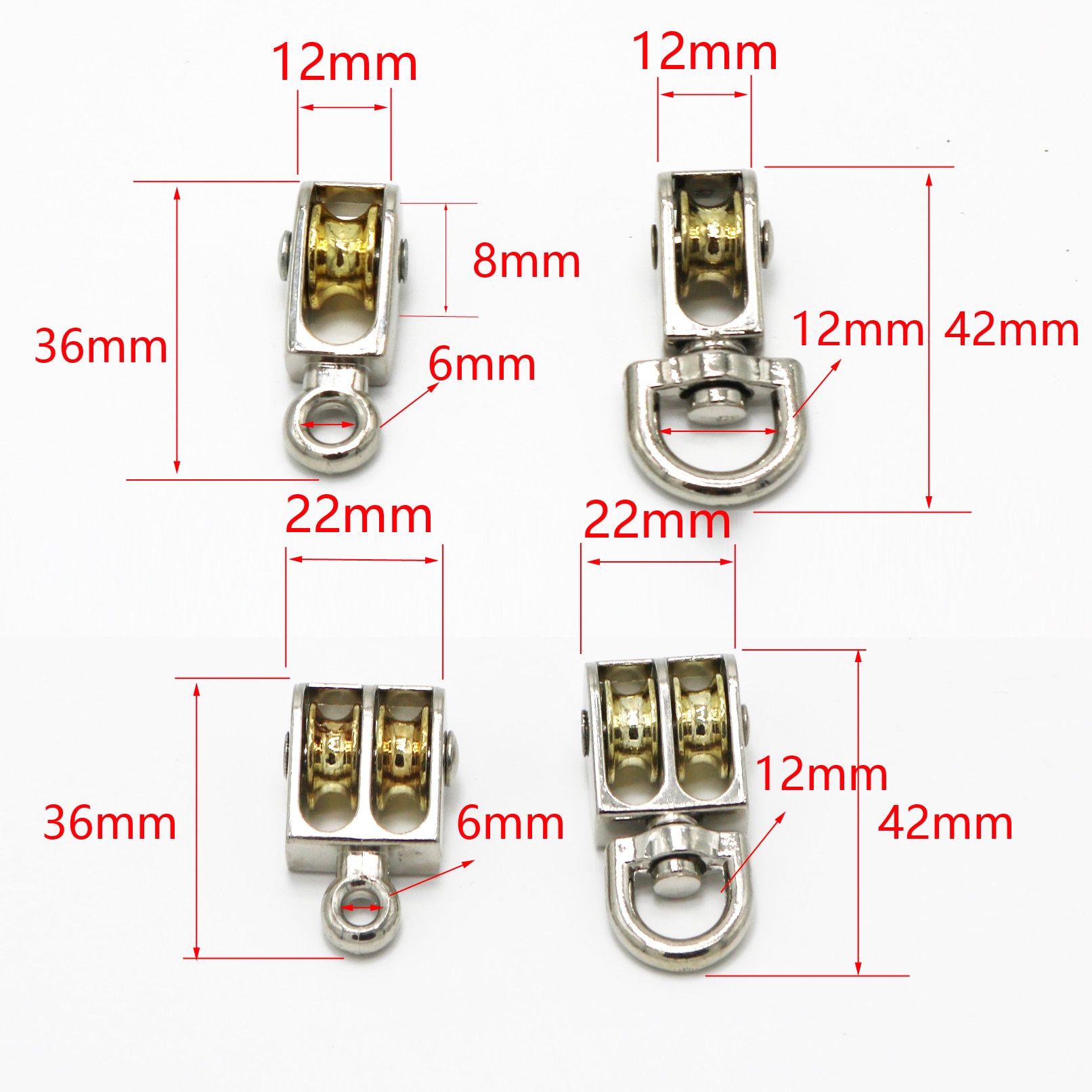 36/48/52/58/75/86mm løftereb rulle remskive hjul klatring mini remskiver metalskive zink legering katrol wiel