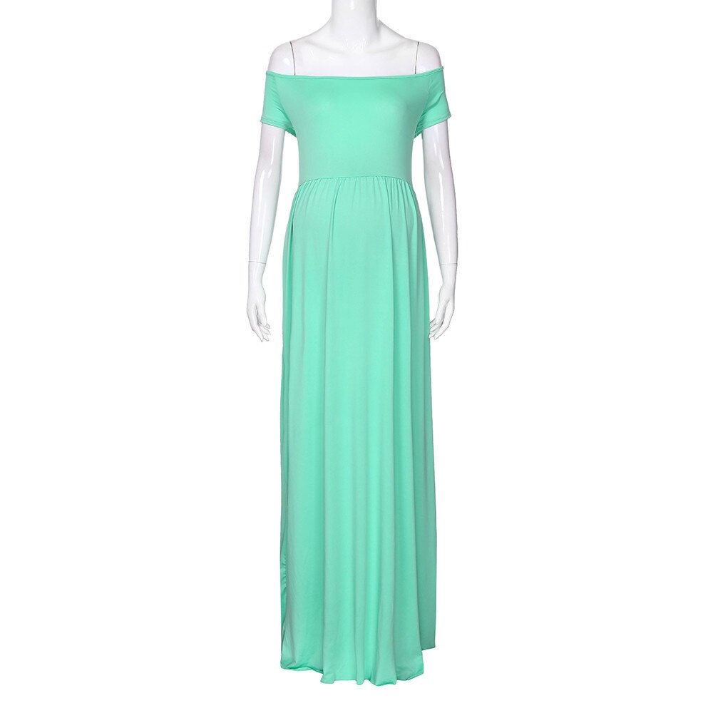 Summer Maternity Dresses Women Off Shoulder Foral Printed Sexy Long Dress Photography Props Ropa Premama Plus Size Dress L-XL: Green / XL