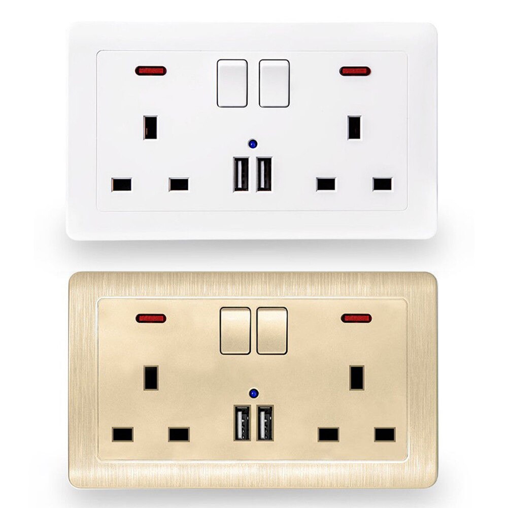 Steckdose mit Usb Steckdose UK Zwilling Stecker 13A mit 2 USB Smartphone Hohe Geschwindigkeit Ladegerät Platten Elektrische Buchse verbesserung: Ursprünglich Titel
