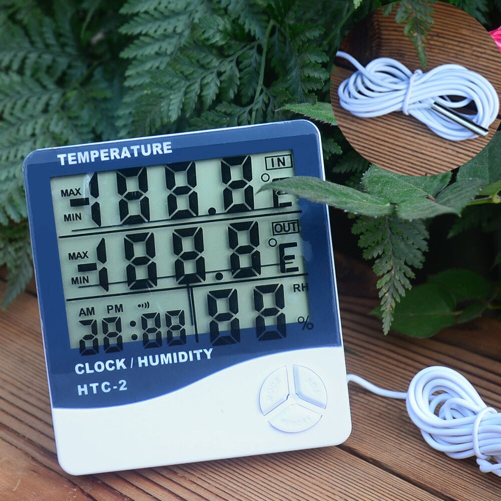 LCD Electronic Digital Thermometer Hygrometer Outdoor Indoor C / F Thermometer Hygrometer Alarm Clock