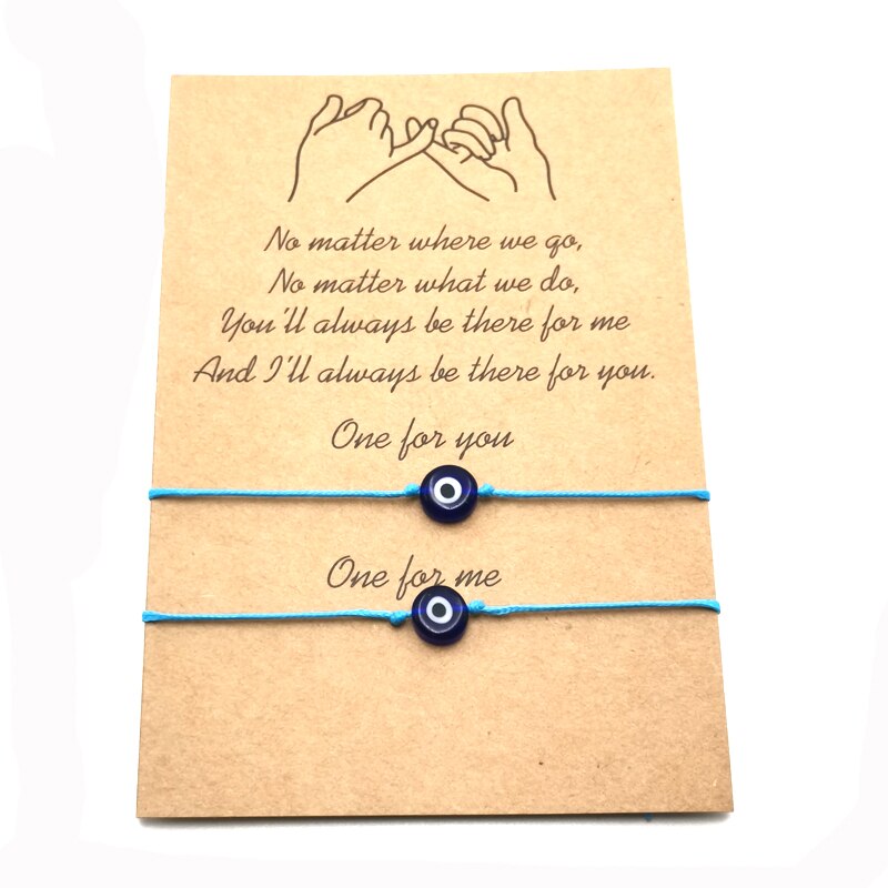 2 bracelets en fil rouge mauvais œil turc pour femmes et hommes, en corde tissée à la main, réglable, bijoux d'amitié pour Couple