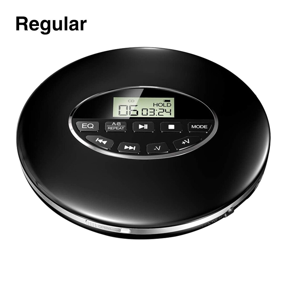 Tragbarer cd-player mit lcd-display, usb- und aux-anschluss, batteriebetrieb, 3.5mm klinkenbuchsen, klein und kompakt, unterstützt tf-karten, autoradio, anti-skip-funktion, rund: Schwarz