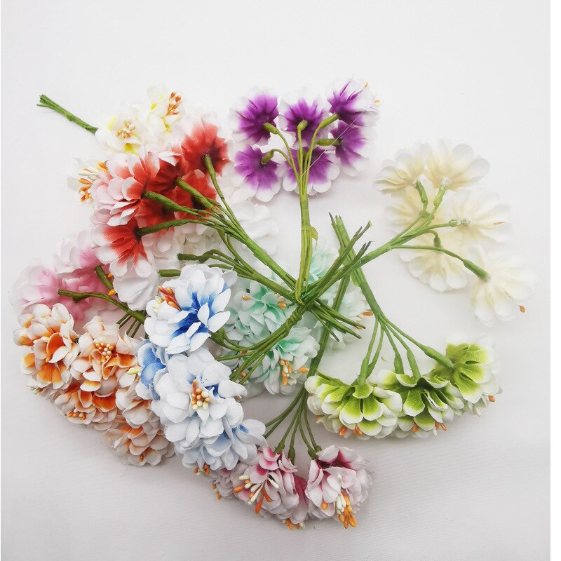 6 STUKS Geschenkdoos Scrapbooking Anjer Kunstbloemen Zijde Boeket Voor Bruiloft Decoratie Party DIY Krans Craft Nep Bloem