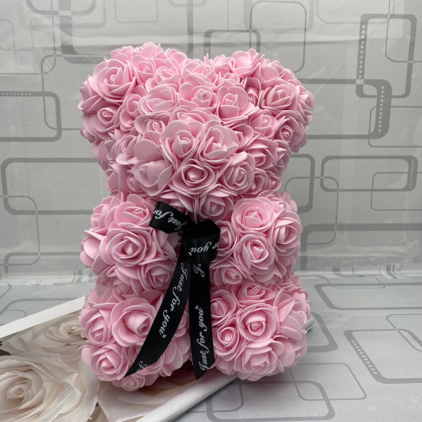 25 cm høje roser bjørn valentinsdag bamser 14 farver high-grade diy julebryllup dekoration