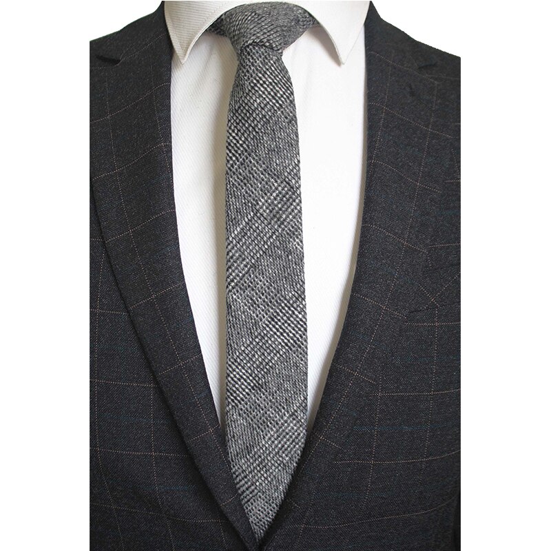 JEMYGINS Wool Ties For Men 6cm Slim Solid Plaid Neck Tie Skinny Vestidos Cashmere Necktie Cravat Accessories Box
