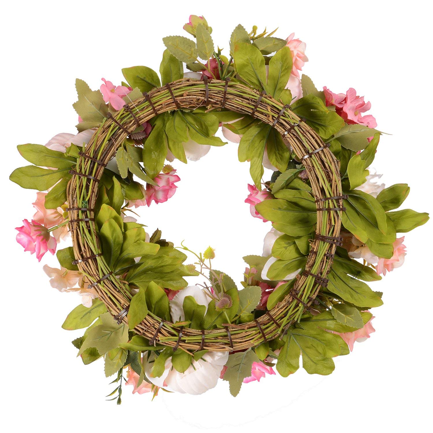 Kunstmatige Bloem Krans Pioen Krans-16 inch Deur Krans Lente Krans Ronde Krans Voor De Voordeur, bruiloft, Thuis D