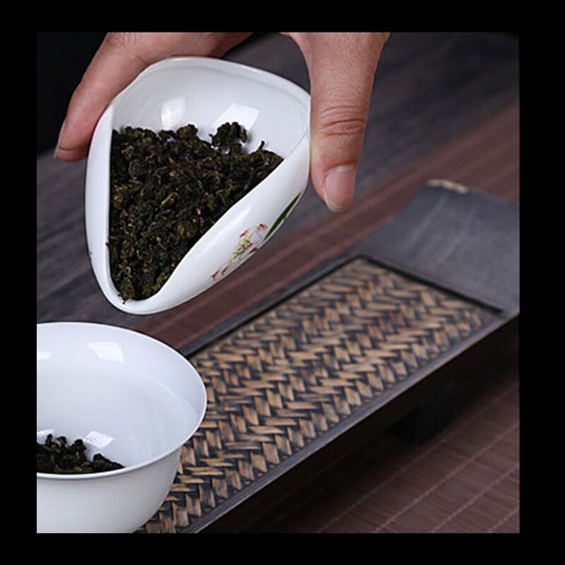 Håndmalet vintage blå og hvid porcelæn cha han kinesisk kung fu te sæt tilbehør hvid keramisk te ske te holder