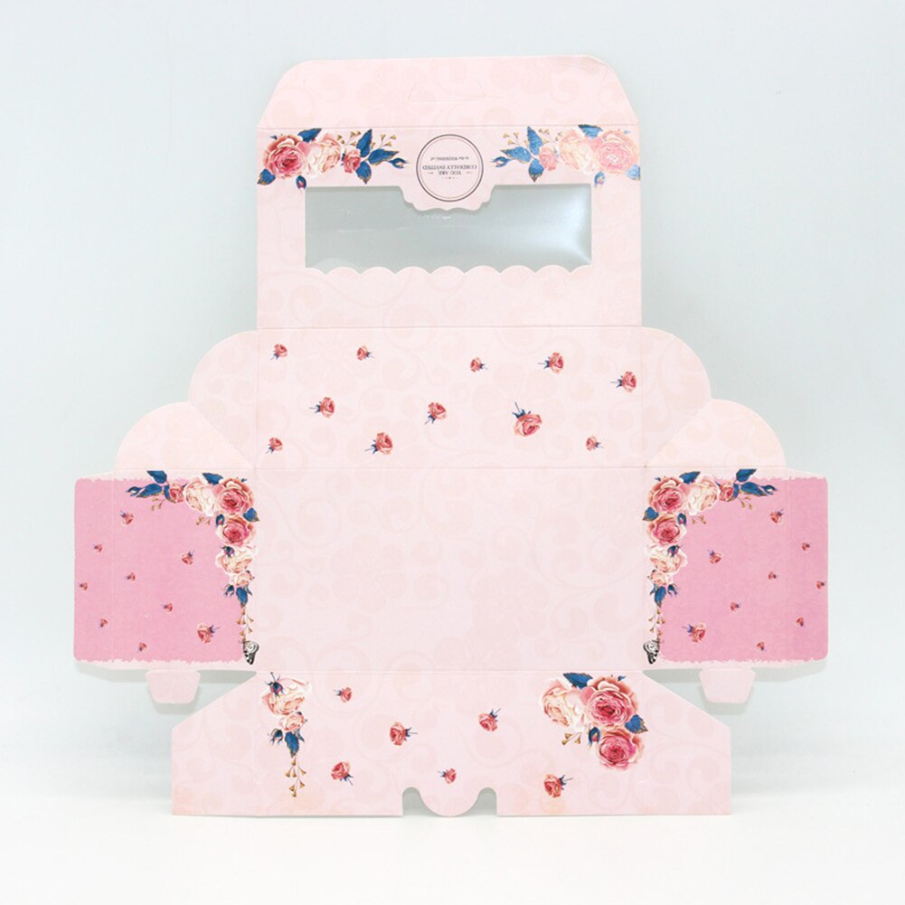 10 Pcs Box Party Foldable With Window Candy Rose Cute Packaging Multi Purpose Cupcake Wedding Cookies Easy Assemble Paper