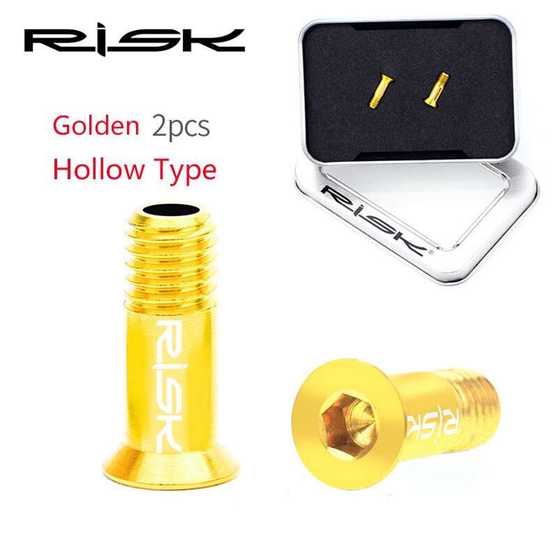 Riski 2 kpl  m5*14.2mm titaani-ti metalliseospultit polkupyörän takavaihtajalle jockey pyörä mtb pyörän ohjausrulla ruuvit  m5 x 14.2mm: Kultainen ontto tyyppi
