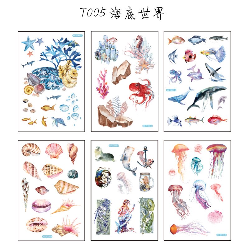 Pegatinas de papel Washi Kawaii para diario, suministros de papelería decorativos para cuaderno, álbum de recortes, 6 hojas: 5