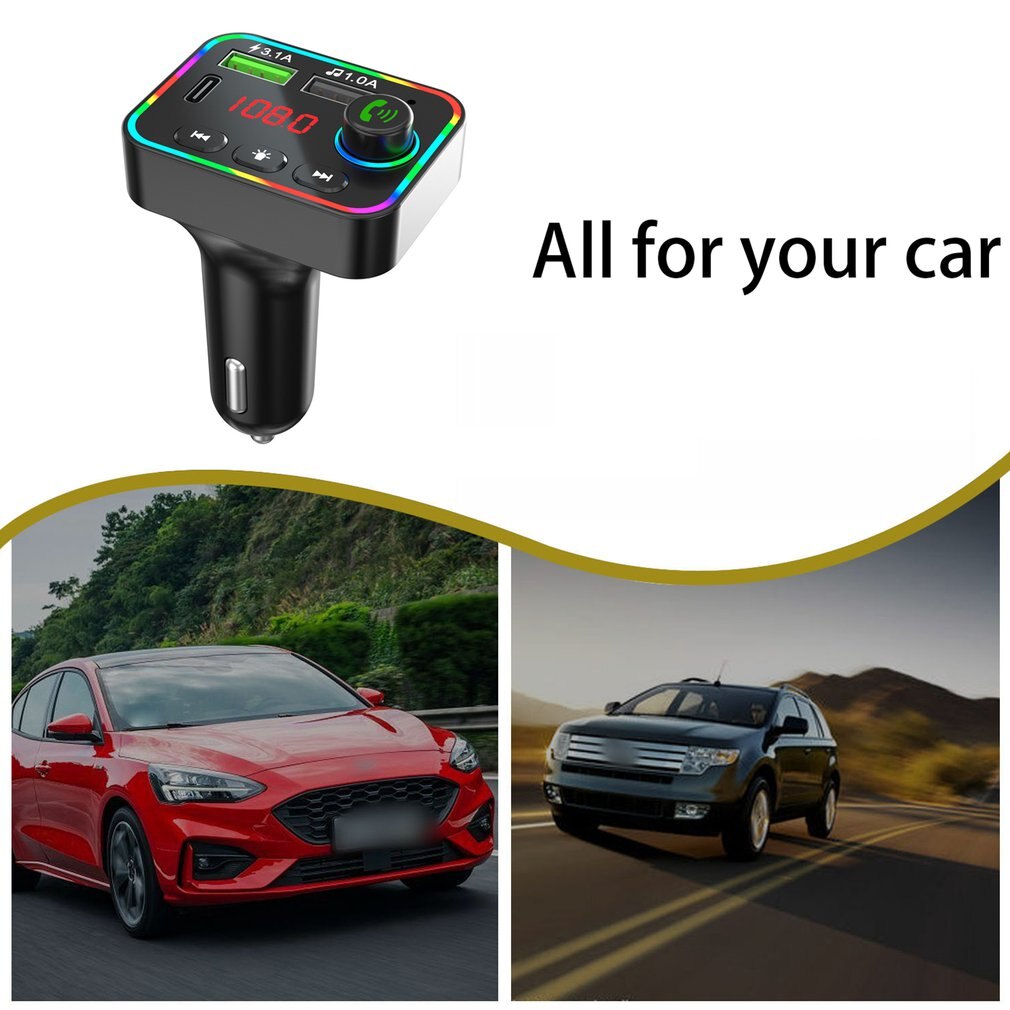 Bluetooth-autolautsprecher, kabelloser 5.0 -chip-player,  f4 sender, ambientebeleuchtung, usb-stick-karte, verstärkter, stoßfester player