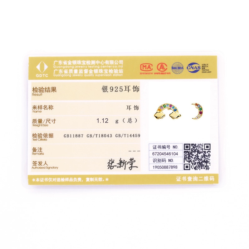 ROXI Mini Rainbow Cloud Moon Crystals Stud Earrings for Women Girl Birthday 925 Sterling Silver Earrings Piercing Orecchini