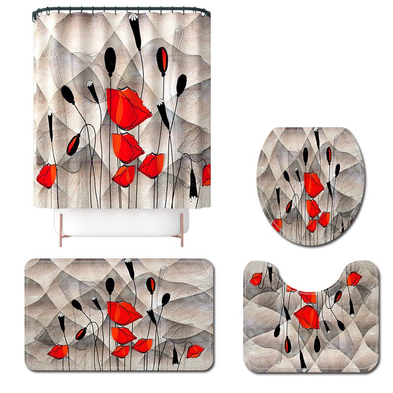 Moderne Stijl Badmat En Douchegordijn Set Water Absorberende Badmat Thuis Decoratie Douche Vloermat Wc Tapijt