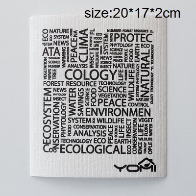 Bamboevezel schoonmaakdoeken, katoenen vaatdoeken met vogelmotief, herbruikbare schuurspons, ontvettingsdoek, keukenhanddoek: Zwarte letter